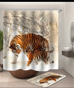Invigorating Tiger and Cub Shower Curtain for Your Bathroom