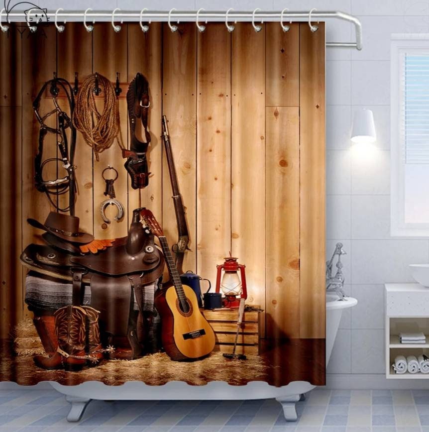 Invigorating Western Cowboy Cowgirl Shower And Bath Curtains For A Country And Rustic Bathroom Decor - Image 2