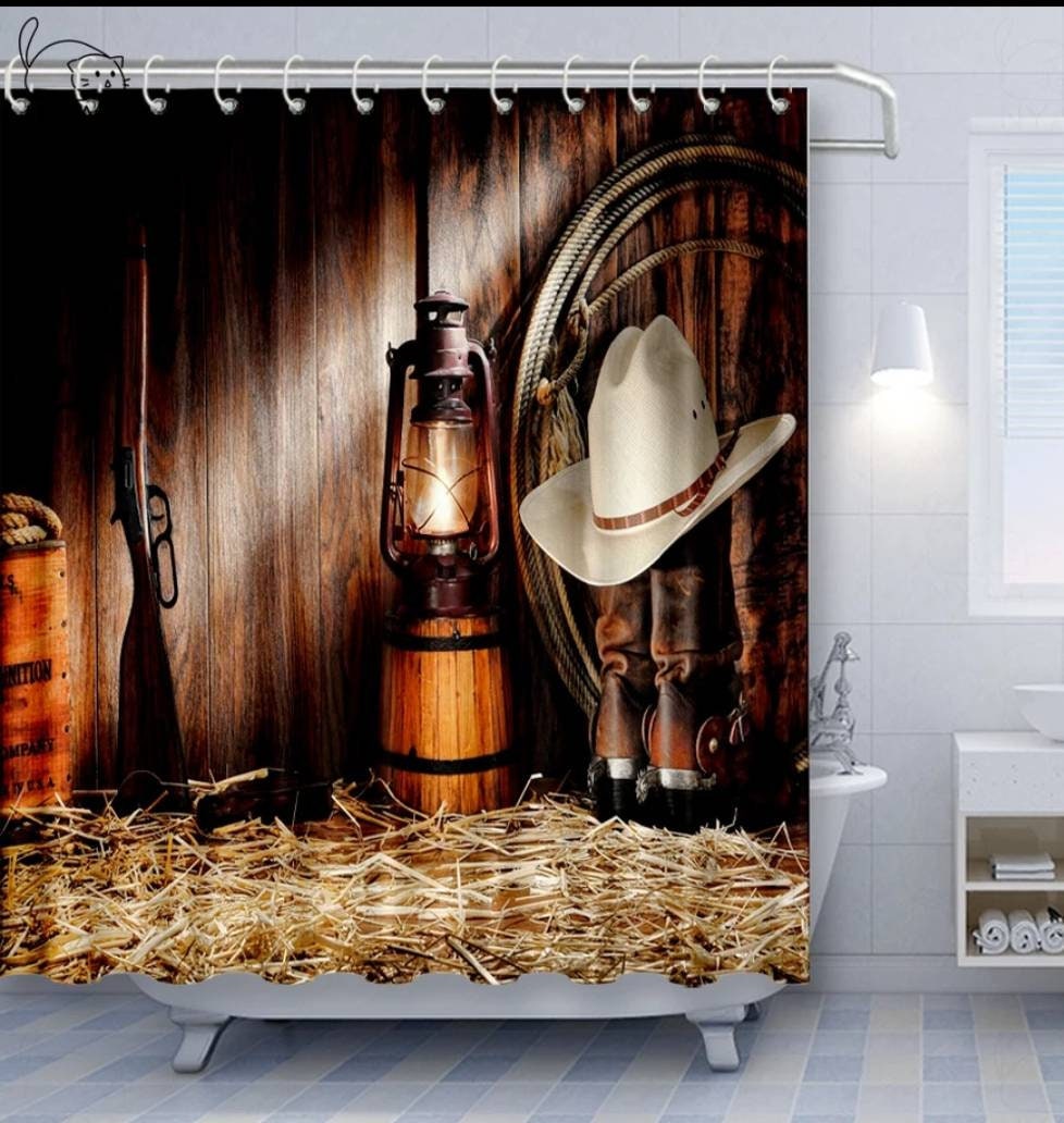 Invigorating Western Cowboy Cowgirl Shower And Bath Curtains For A Country And Rustic Bathroom Decor - Image 3