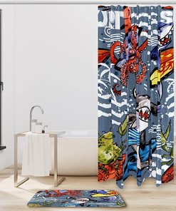 Inviting and Fun Shark and Octopus Shower Curtain - Waterproof Fabric with Underwater Adventure Print