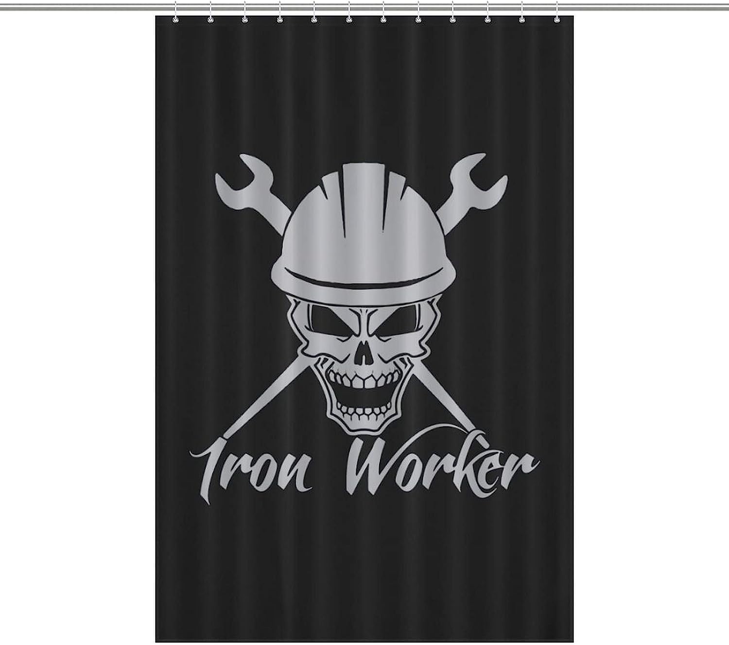 Iron Worker Skull Modern Shower Curtain for Industrial Bathroom