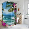 Island Bath Shower Curtain With Palm Tree Print For A Tropical Bathroom Oasis
