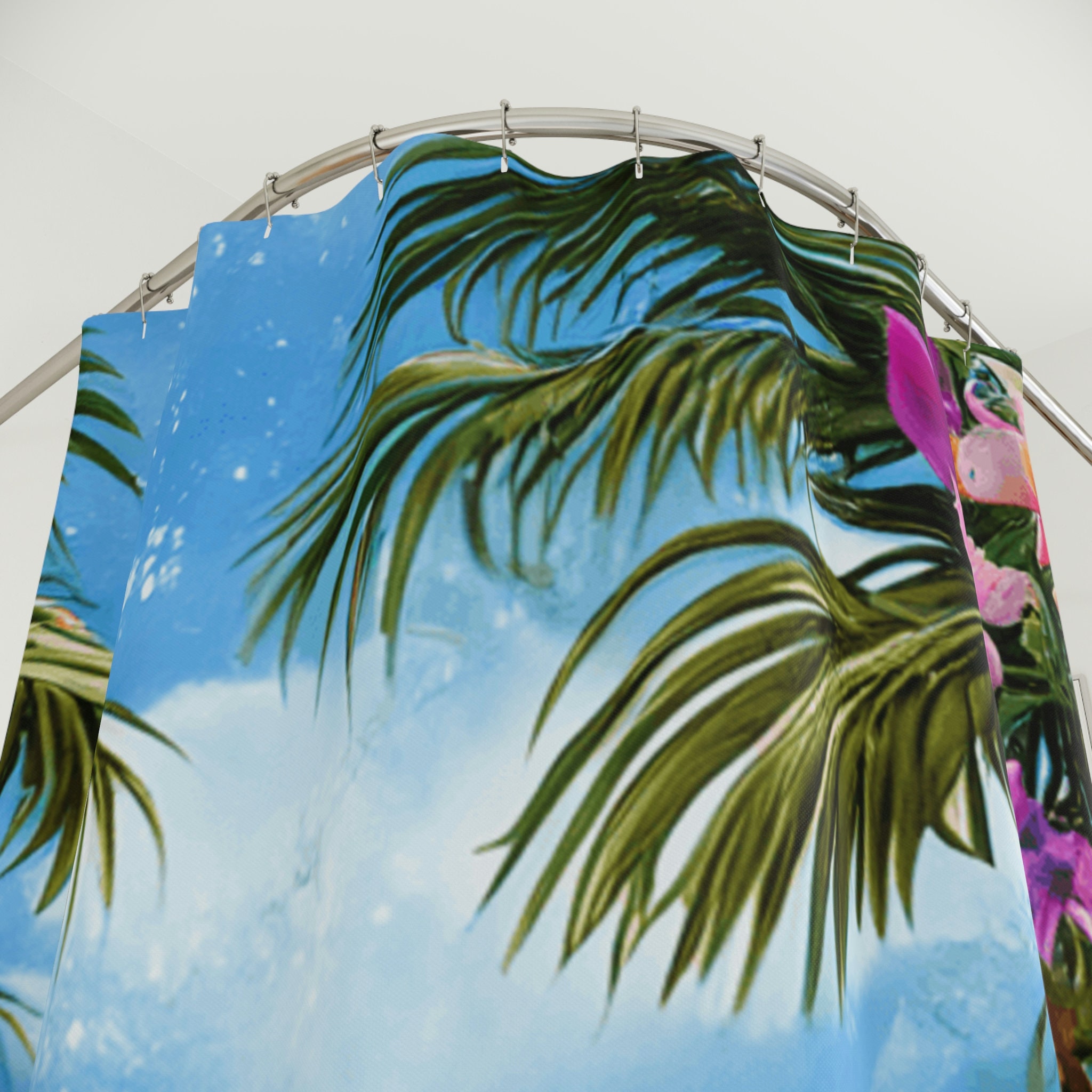 Island Bath Shower Curtain With Palm Tree Print For A Tropical Bathroom Oasis - Image 3