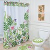 Island Bloom: Tropical Green Leaves and Hibiscus Flower Shower Curtain Set 