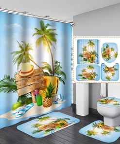 Island Vibes Pineapples Fruits Print Shower Curtain