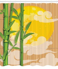 Island Vibes: Shower Curtain with Palm Leaves and Ocean View
