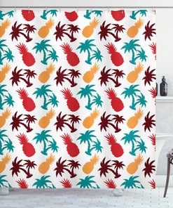 Island Vibes with Palm Trees Print Shower Curtain for Bathroom
