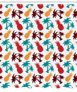 Island Vibes with Palm Trees Print Shower Curtain for Bathroom