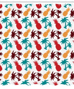 Island Vibes with Palm Trees Print Shower Curtain for Bathroom