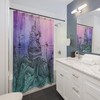 Island and Beach Shower Curtain with Kraken and Octopus Design.