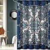 Istanbul Blue Floral Mandala Design Fabric Shower Curtain for Elegant Bathroom Decor