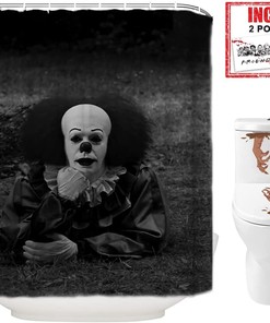 It Pennywise The Clown Scary Killer Halloween Shower Curtain For Bathroom Decor