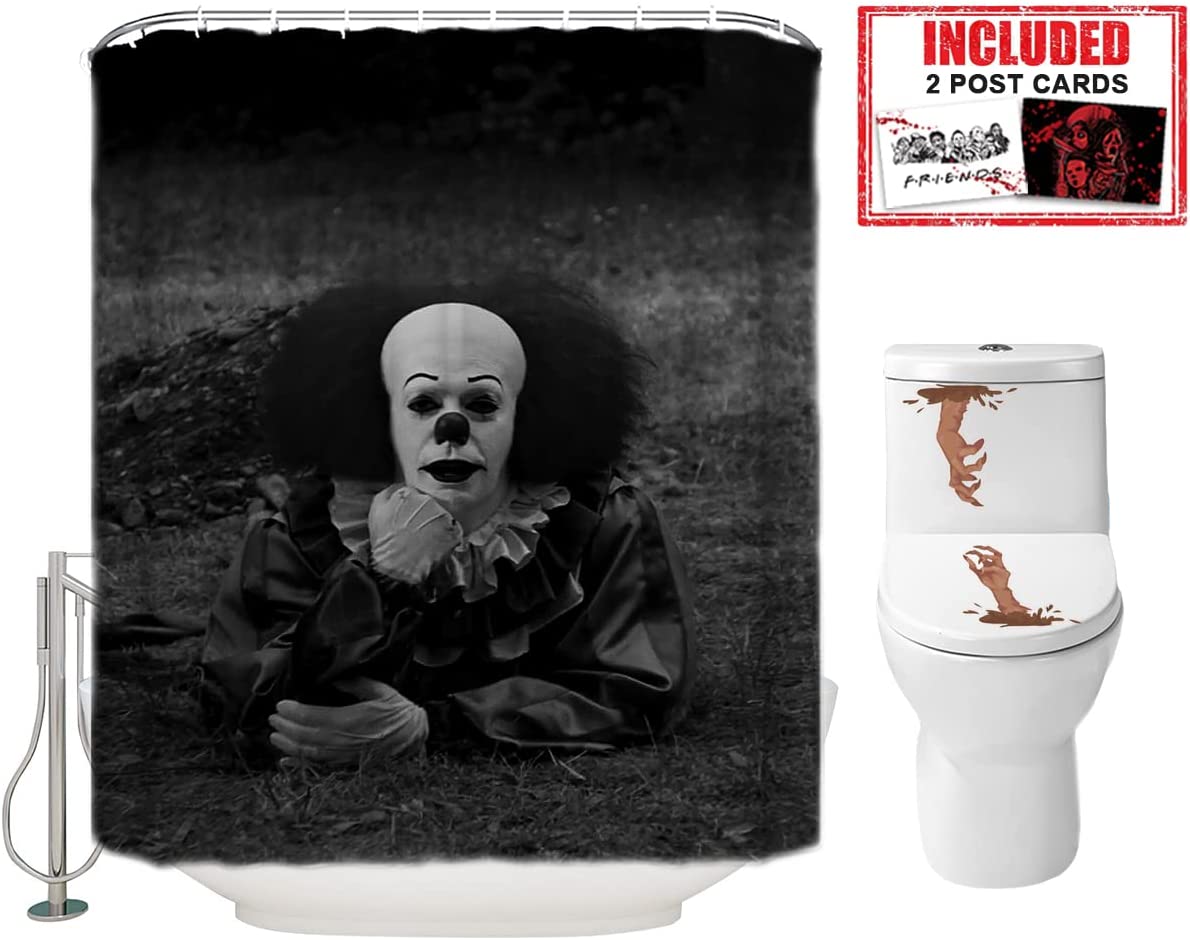 It Pennywise The Clown Scary Killer Halloween Shower Curtain For Bathroom Decor