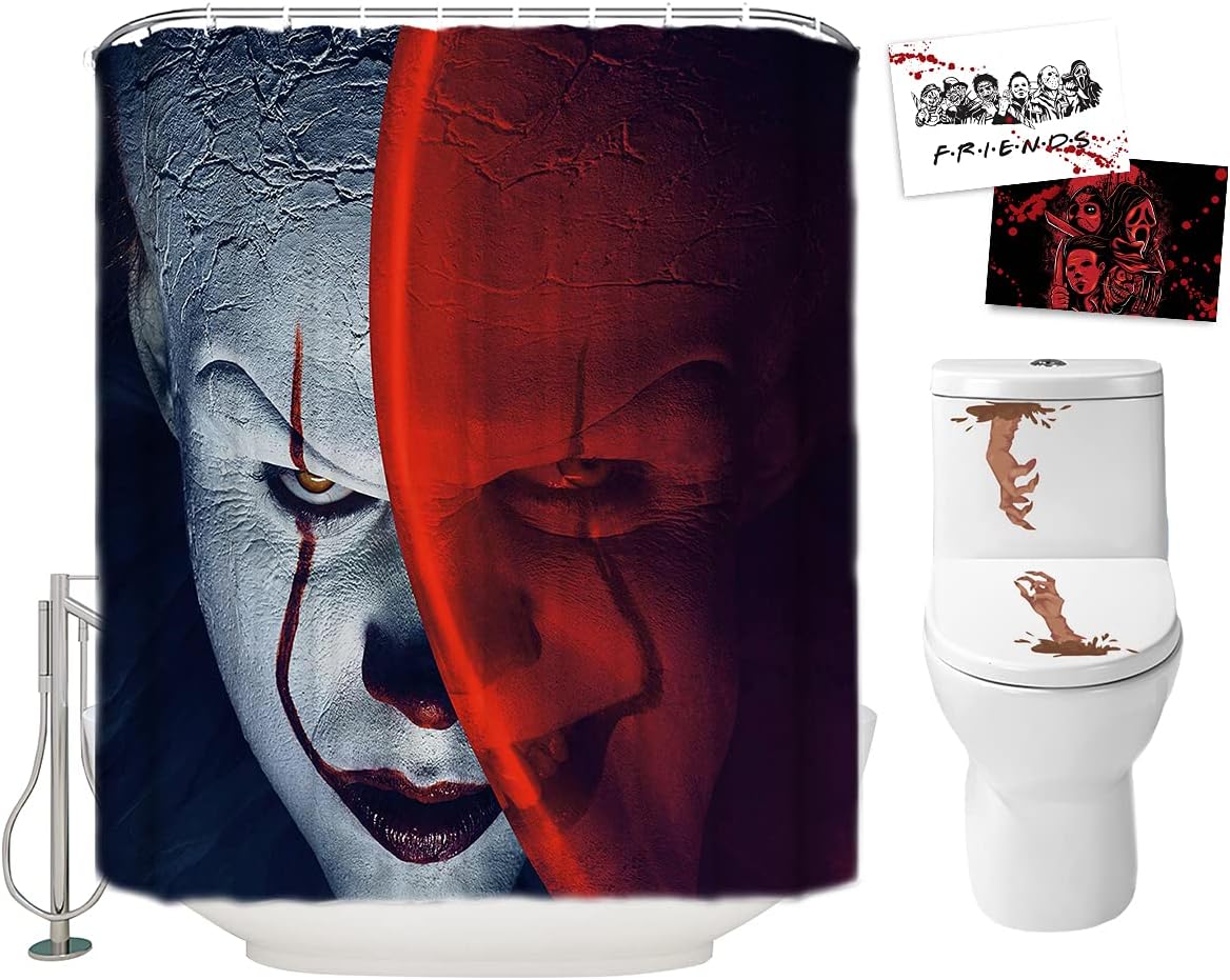 It Pennywise The Dancing Clown Scary Killer Halloween Shower Curtain For Bathroom Decoration