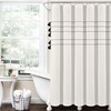 Ivory Boho Stripe Woven Tassel Yarn Dyed Shower Curtain with a Farmhouse Look on Cloth Fabric for the Bathroom