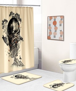 Ivory Skull Fabric Shower Curtain - Masculine Skull Bathroom Decor 