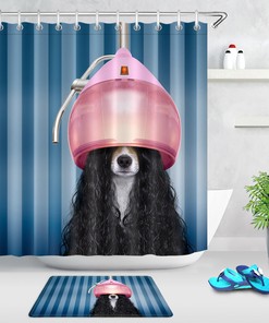 Jack Russell Dog Curly Hair Shower Curtain for Pet Lover's Bathroom