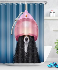 Jack Russell Dog Curly Hair Shower Curtain for Pet Lover's Bathroom
