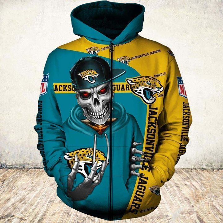 Jacksonville Jaguars 3D Zip Hoodie Cute Death Gifts For Fans - 3D Hoodies With Zippers
