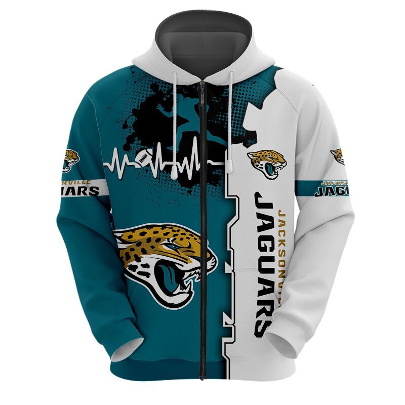 Jacksonville Jaguars All Over Print 3D Zip Hoodie Fan - All Over Print Hoodie Printful