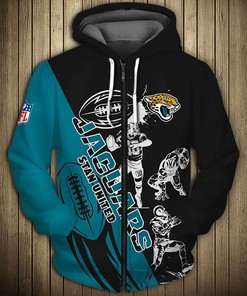 Jacksonville Jaguars Cartoon Player 3D Zip Hoodie - Gifts For Men