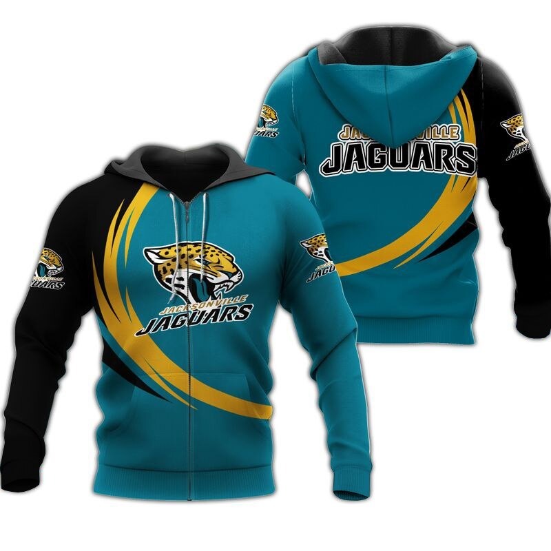 Jacksonville Jaguars Curve Graphic 3D Hoodie - Custom All Over Print Hoodie