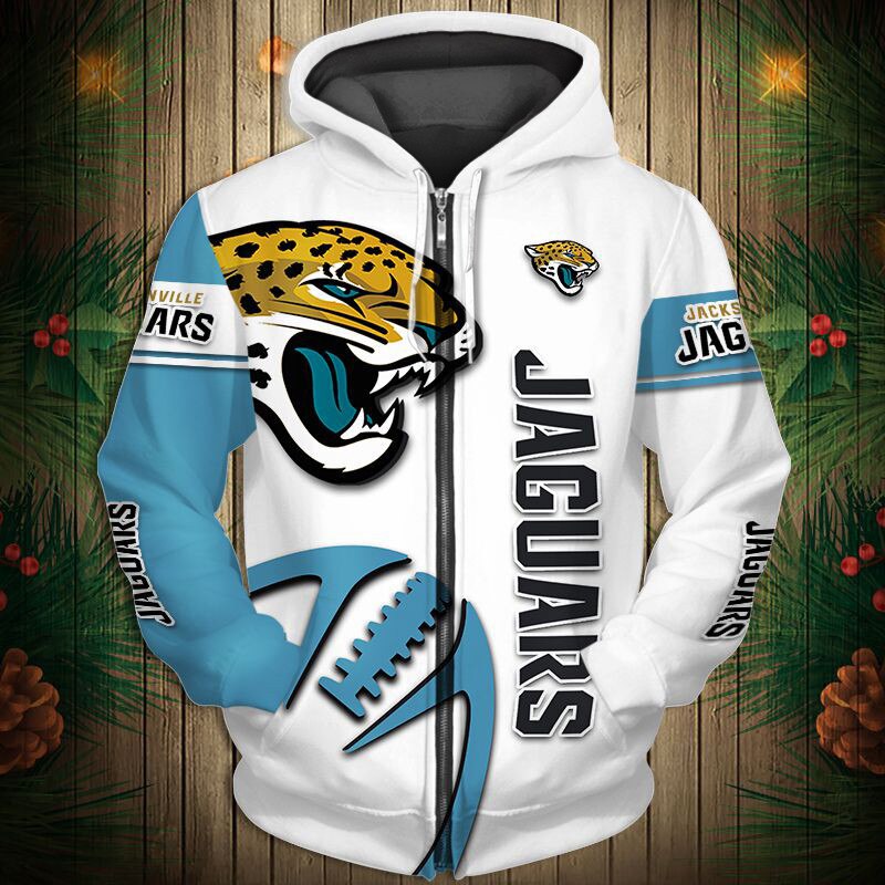 Jacksonville Jaguars Hoodie 3D Printed Balls Zip Hoodie Pullover - Custom All Over Print Hoodie