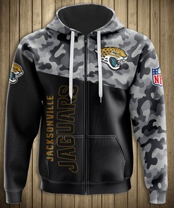 Jacksonville Jaguars Military 3D Zip Hoodie New Season - Gifts For Father'S Day