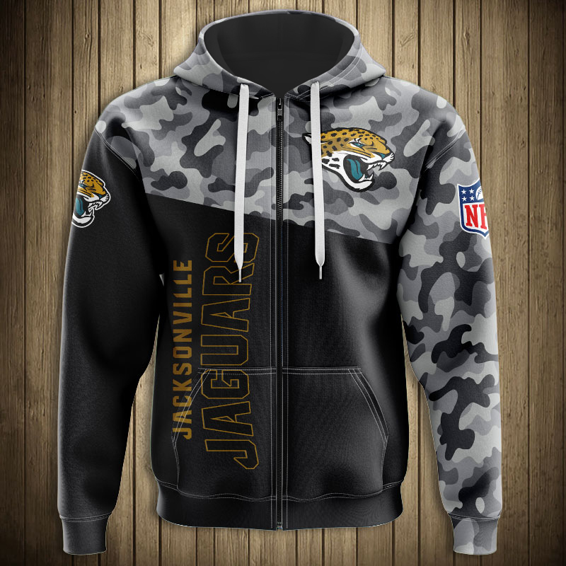 Jacksonville Jaguars Military 3D Zip Hoodie New Season - Gifts For Father'S Day
