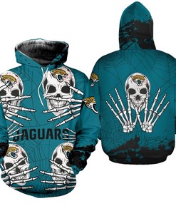 Jacksonville Jaguars Skull For Halloween 3D Printed Hoodie - All Over Print Hoodies For Women
