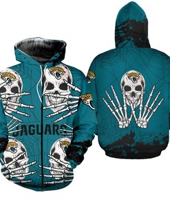 Jacksonville Jaguars Skull For Halloween 3D Printed Hoodie - All Over Print Hoodies For Women
