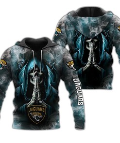 Jacksonville Jaguars Skull Hoodie Background Smoke 3D - 3D Hoodies For Men