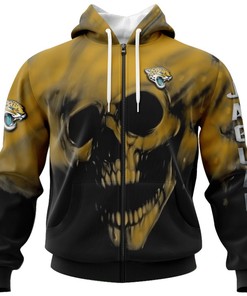 Jacksonville Jaguars Skull Hoodie Custom Name & Number 3D - Custom All Over Print Hoodie
