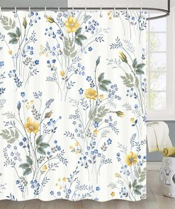 Jacobean Floral Spring Fabric Shower Curtain for Waterproof Bathroom 