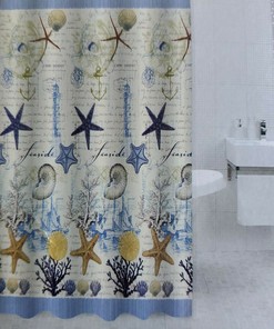 Jacquard Shower Curtain with Sea Stars- A Nautical and yet Elegant Addition to Any Bathroom Decor