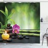 Japan Feng Shui Design Shower Curtain with Orchid, Bamboo, and Chakra Stones 