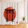 Japan Karakter Karakter Shower Curtain with Rising Sun and Torii Gates Design for Cultured Bathroom Decor