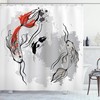 Japanese Aesthetic Koi Fish Shower Curtain | Digital Marine Underwater Print | Cloth Fabric Bathroom Decor (Orange Grey)