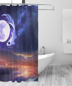Japanese Anime Yin Yang Horse Fantasy Shower Curtain, Bathtub Bathroom Decor - Waterproof Fabric Curtain