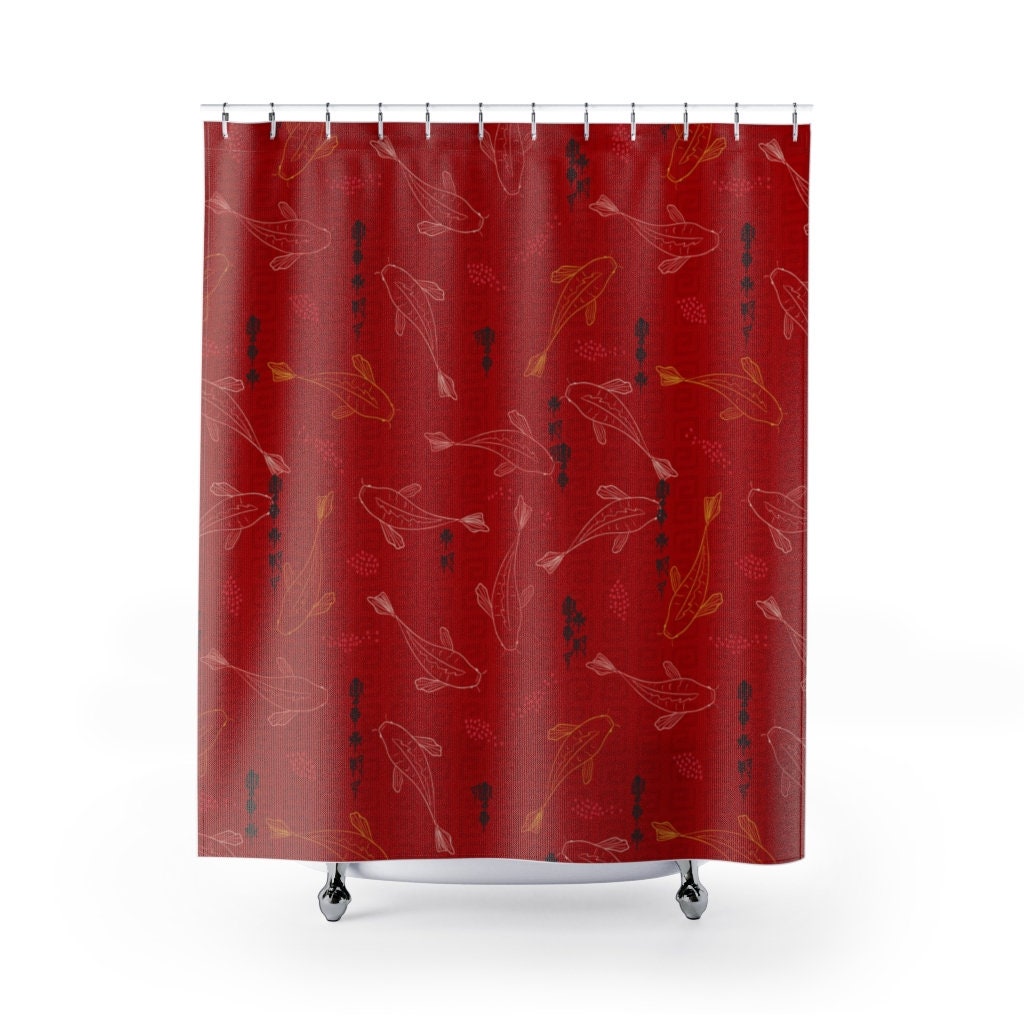Japanese Art Koi Fish Custom Shower Curtain with Cool and Creative Design
