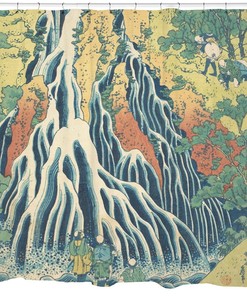 Japanese Art Waterfall Shower Curtain - Mountain Bathroom Decor with Unique Gift Ideas