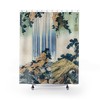 Japanese Bathroom Decor Shower Curtain with Katsushika Hokusai's Famous Artwork for Oriental Bathroom