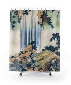 Japanese Bathroom Decor Shower Curtain with Katsushika Hokusai's Famous Artwork for Oriental Bathroom