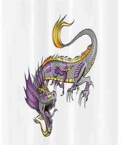 Japanese Beast Stall Design Dragon Shower Curtain for Bathroom Decor