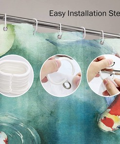 Japanese Carp Fish Waterproof Shower Curtain, Asian Bathroom Decorr