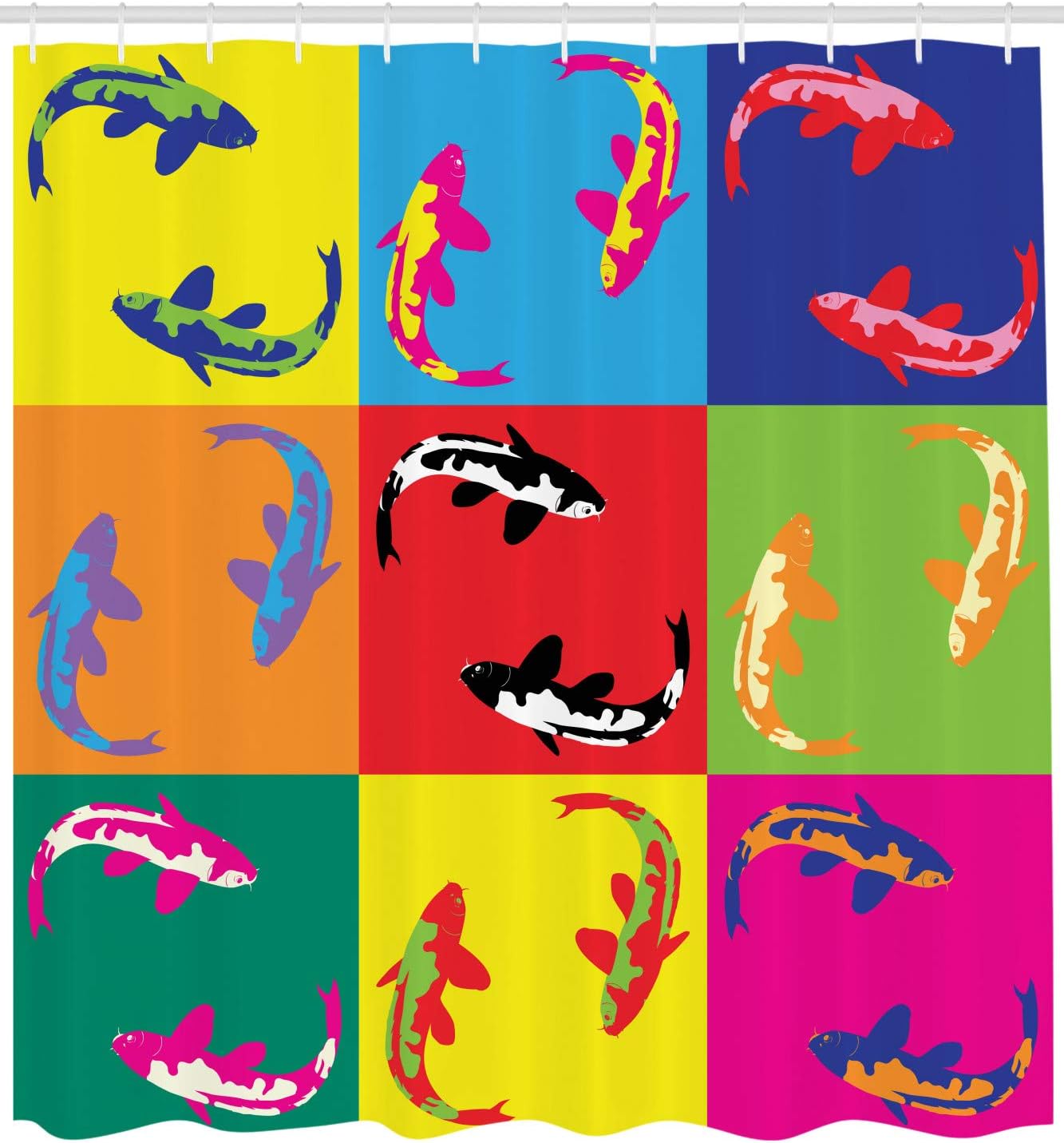 Japanese Carp Koi Fish Shower Curtain in Pop Art Style Illustration - Shower Curtains Colorful