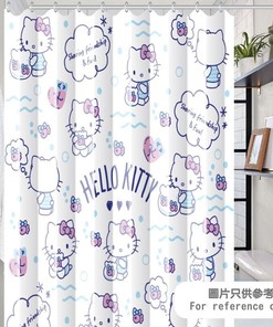 Japanese Character Print Shower Curtain with Traditional Design for Unique Bathroom Decor