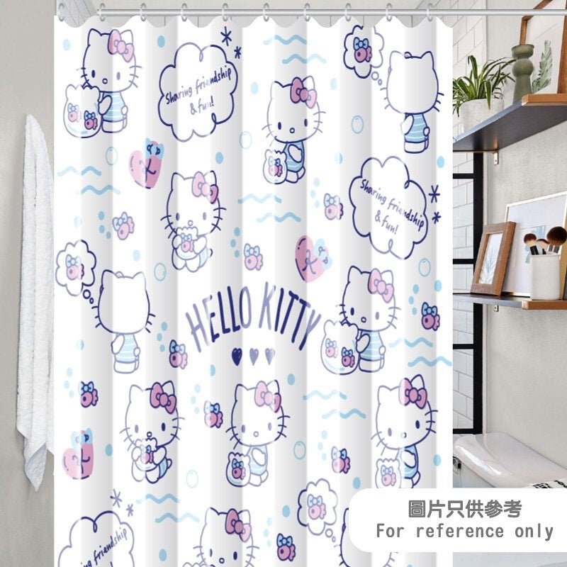 Japanese Character Print Shower Curtain with Traditional Design for Unique Bathroom Decor
