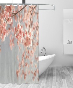 Japanese Cherry Blossom Nature Photography Peach Shower Curtain