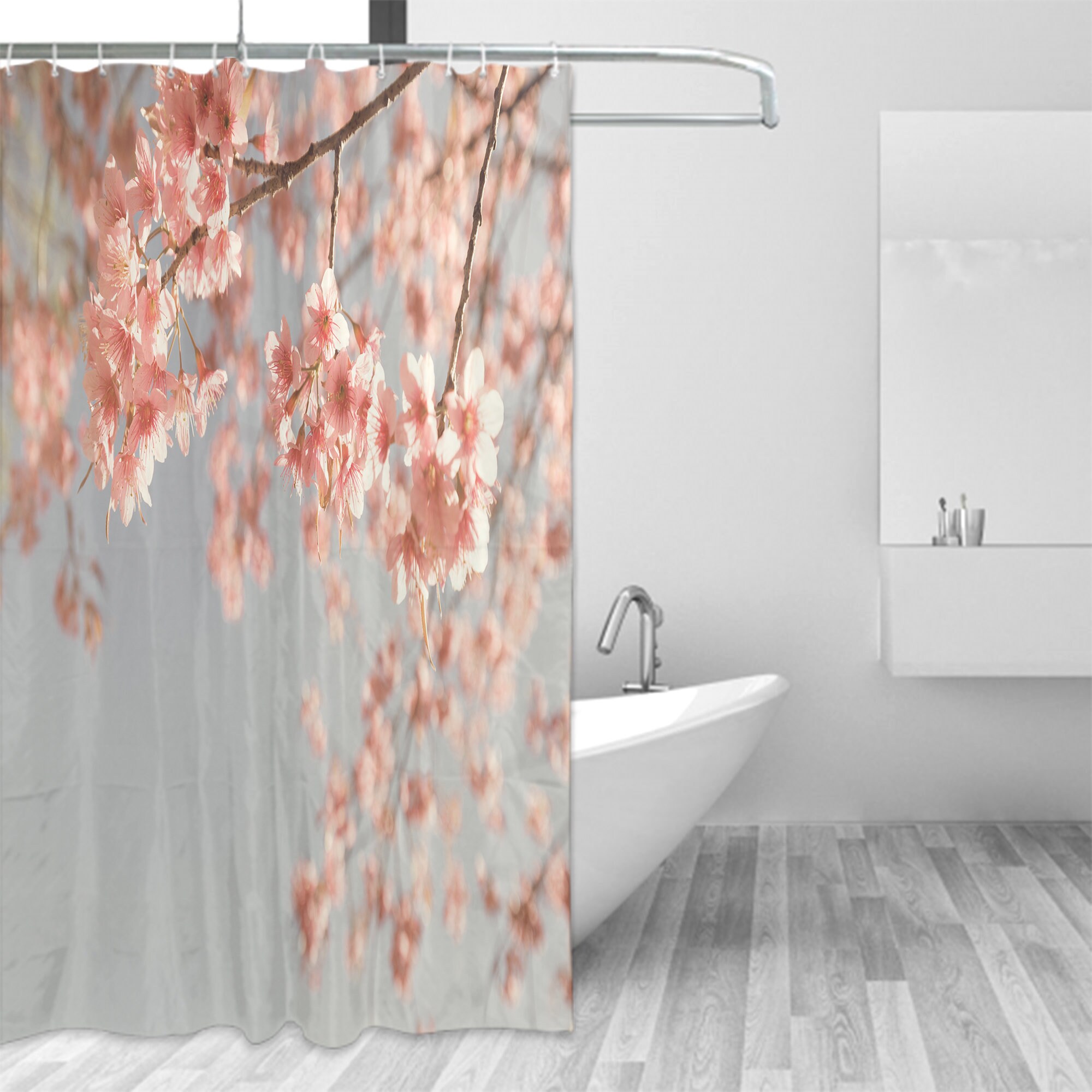 Japanese Cherry Blossom Nature Photography Peach Shower Curtain